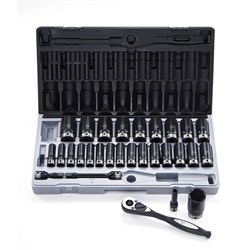 29 Piece 1/2 Drive 6-Point Metric, Deep Socket Set Dual Action