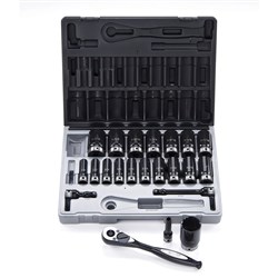 22 Piece 1/2 Drive 12-Point Imperial, Deep Socket Set Dual Action