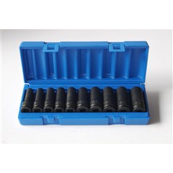 10 Pieces 1/2 Drive 6-Point Metric Deep Socket Set