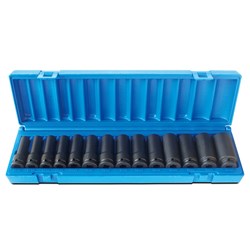14 Pieces 1/2 Drive 12-Point Metric Deep Socket Set