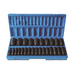 26 Pieces 1/2 Drive 12-Point Metric Deep Socket Set