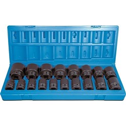 18 Piece 3/4" Drive 12-Point Metric Standard Impact Socket Set