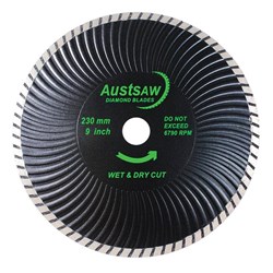 Austsaw - 230mm (9in) Diamond Blade Super Turbo Wave - 25/22.2mm Bore - Super Turbo
