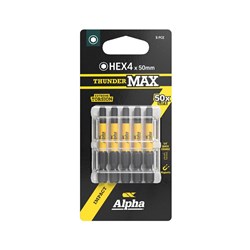 ThunderMax HEX4 x 50mm Impact Power Bit Carded | 5 Pack