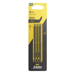 HEX5 x 100mm Power Bit Carded | 3 Pack