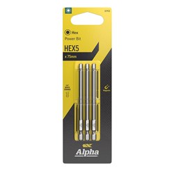 HEX5 x 75mm Power Bit Carded | 3 Pack