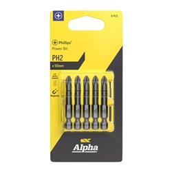 PH2 x 50mm Phillips Power Bit Carded | 5 Pack
