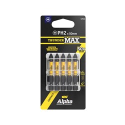 ThunderMax PH2 x 50mm Impact Power Bit Carded | 5 Pack