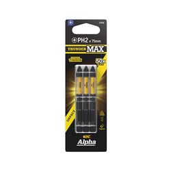 ThunderMax PH2 x 75mm Impact Power Bit Carded | 3 Pack