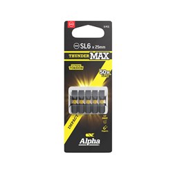 ThunderMax SL6 x 25mm Impact Insert Bit Carded | 5 Pack