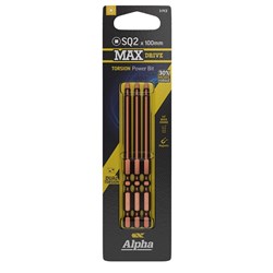 SQ2 x 100mm MAXdrive Torsion Power Bit Carded | 3 Pack