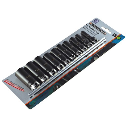 10 Piece 3/8 Drive 6-Point Metric, Deep Socket Set Dual Action