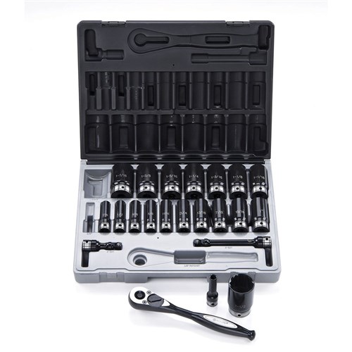 22 Piece 1/2 Drive 12-Point Imperial, Deep Socket Set Dual Action