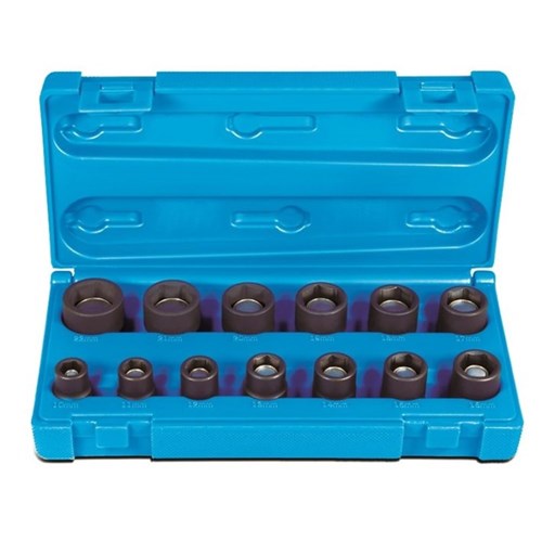 13 Piece 3/8 Drive 6-Point Metric Standard Magnetic Socket Set