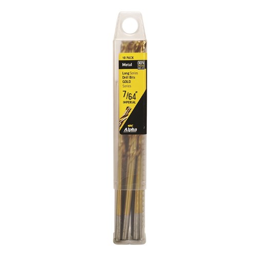7/64in (2.78mm) Long Series Drill Bit - Gold Series (OAL 118mm) Bulk 10 Pack