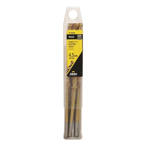 4.5mm Long Series Drill Bit - Gold Series (OAL 146mm) Bulk 10 Pack