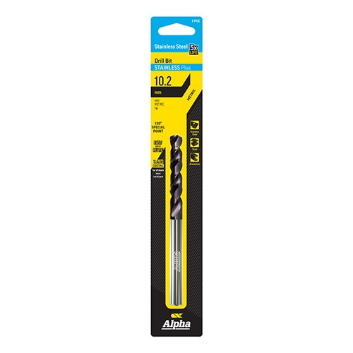 10.2mm Stainless Plus Metric Drill Bit | Carded 