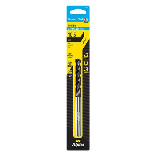 10.5mm Stainless Plus Metric Drill Bit | Carded 
