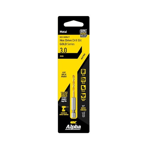 3mm Hex Shank Quick Release Drill Bit - Gold Series