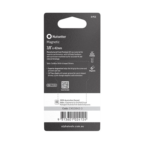 Nutsetter 3/8in x 42mm Magnetic Carded | 3 Pack