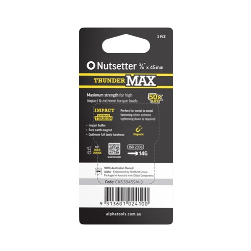 ThunderMax 3/8in x 45mm Impact Magnetic Nutsetter Carded | 3 Pack