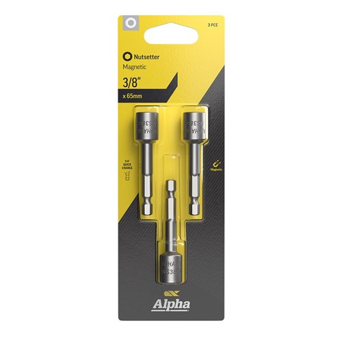 Nutsetter 3/8in x 65mm Magnetic Carded | 3 Pack