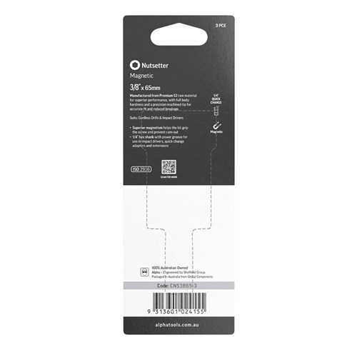 Nutsetter 3/8in x 65mm Magnetic Carded | 3 Pack