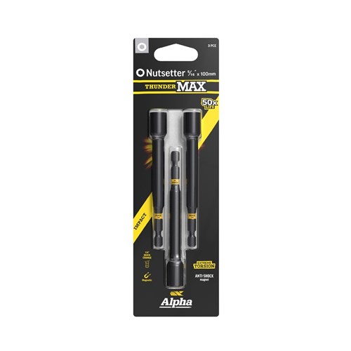ThunderMax 5/16in x 100mm Impact Magnetic Nutsetter Carded | 3 Pack