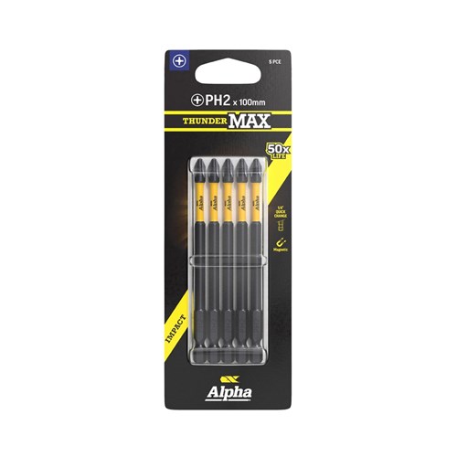 ThunderMax PH2 x 100mm Impact Power Bit Carded | 5 Pack