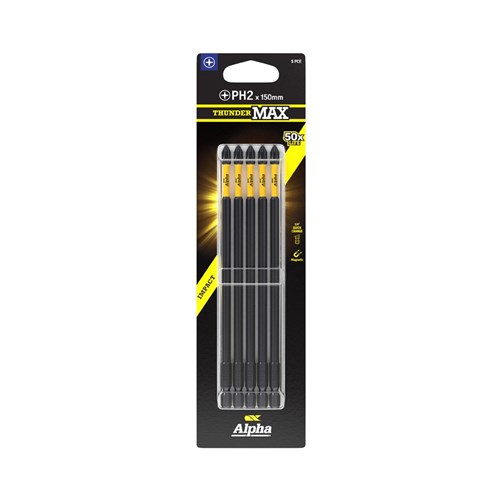 ThunderMax PH2 x 150mm Impact Power Bit Carded | 5 Pack