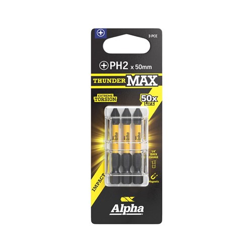 ThunderMax PH2 x 50mm Impact Power Bit Carded | 3 Pack