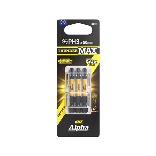 ThunderMax PH3 x 50mm Impact Power Bit Carded | 3 Pack