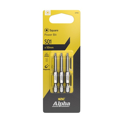 SQ1 x 50mm Power Bit Carded | 3 Pack