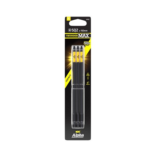 ThunderMax SQ2 x 150mm Impact Power Bit Carded | 3 Pack