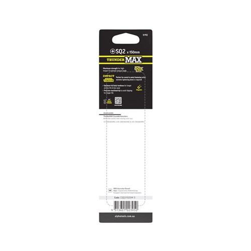 ThunderMax SQ2 x 150mm Impact Power Bit Carded | 5 Pack