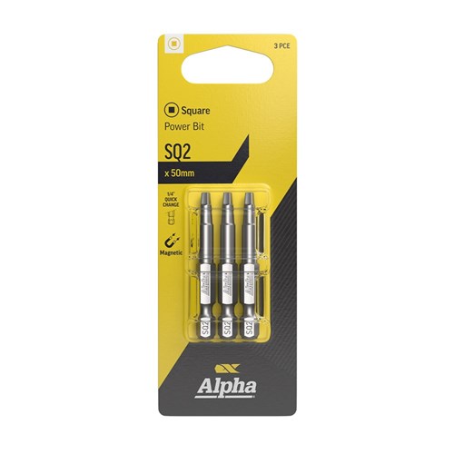SQ2 x 50mm Power Bit Carded | 3 Pack