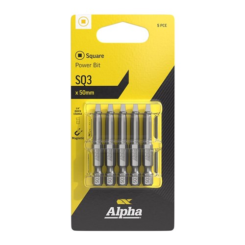 SQ3 x 50mm Power Bit Carded | 5 Pack