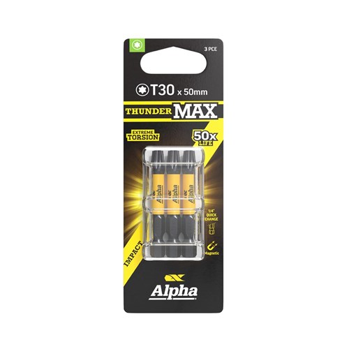 ThunderMax TX30 x 50mm Impact Power Bit Carded | 3 Pack