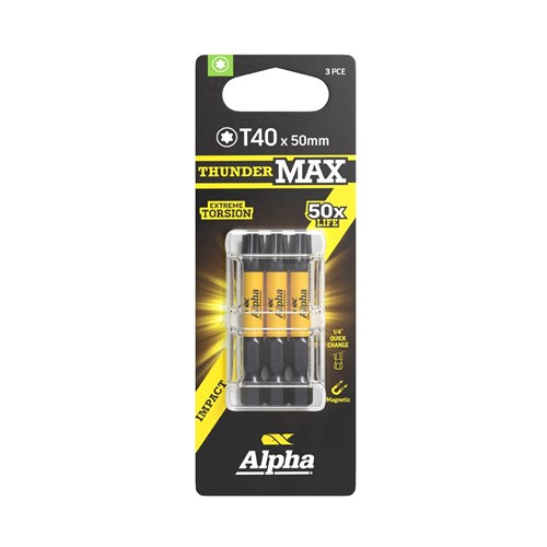ThunderMax TX40 x 50mm Impact Power Bit Carded | 3 Pack