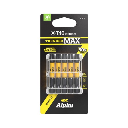 ThunderMax TX40 x 50mm Impact Power Bit Carded | 5 Pack